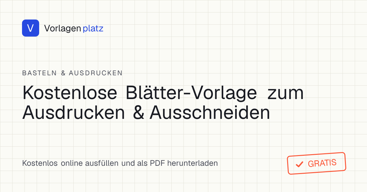 Blätter Vorlage zum Ausdrucken und Ausschneiden – symmetrische Blatt-Schablone mit Stiel und Mittelrippe und Zentimeter-Größenangabe