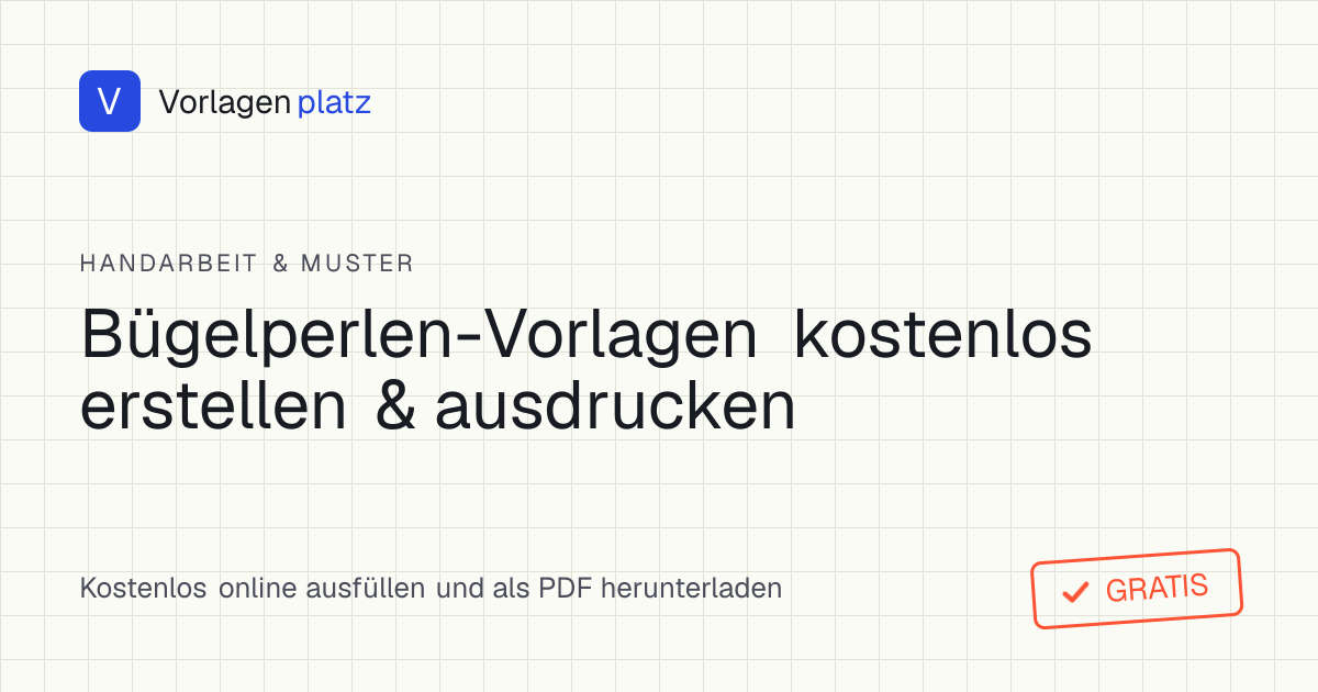 Bügelperlen-Vorlage im Raster zum kostenlosen Erstellen und Ausdrucken – Steckplatte mit Perlen je Farbe zum Abzählen
