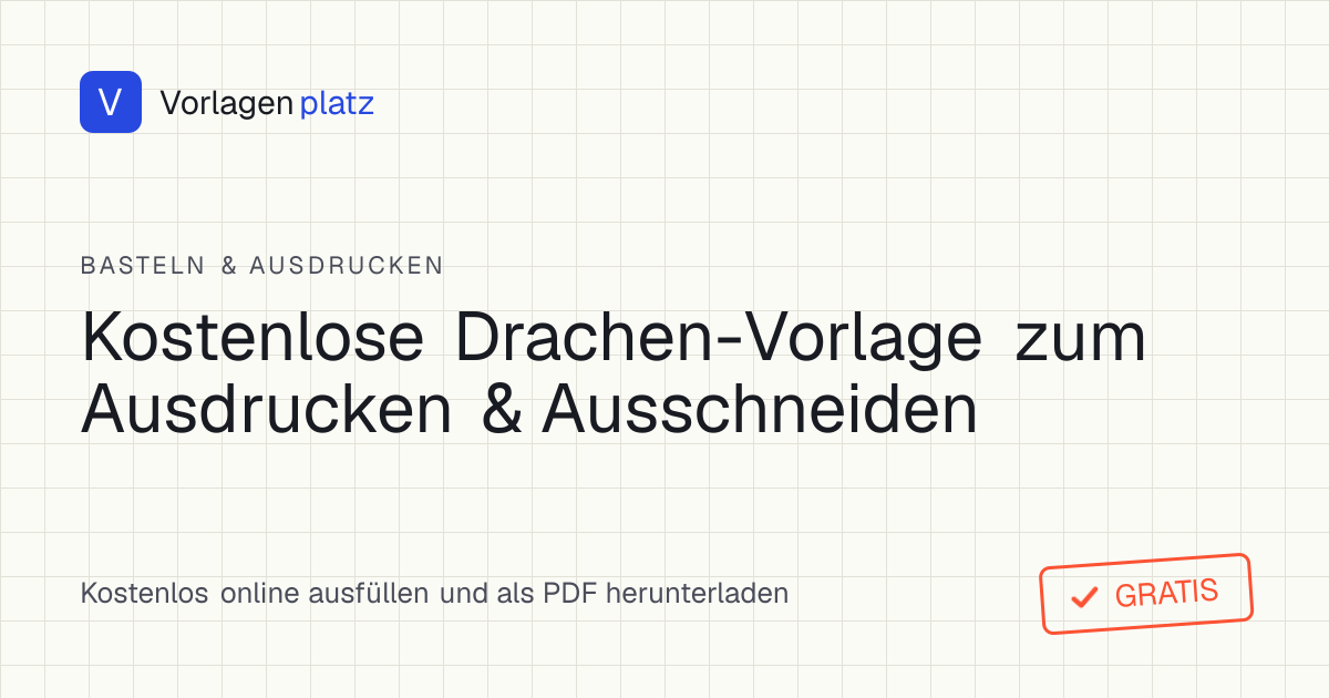 Drachen Vorlage zum Ausdrucken und Ausschneiden – Bastel-Drachen in Rauten-Form mit Schwanz und Schleifen und Zentimeter-Größenangabe