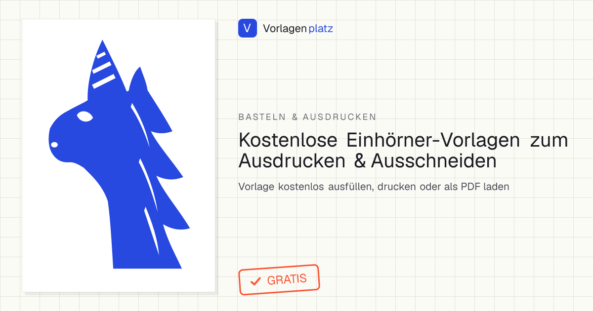 Einhörner Vorlage zum Ausdrucken – Einhorn-Kopf im Profil mit gedrehtem Spiralhorn, Ohr und wehender Mähne als Bastelschablone mit Zentimeter-Größenangabe