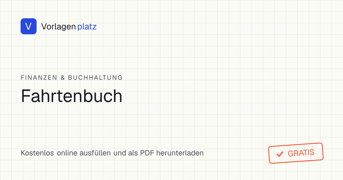 Kostenlose Fahrtenbuch-Vorlage in Excel mit Spalten für Datum, Reiseziel, Zweck, Kilometerstand und gefahrene Kilometer