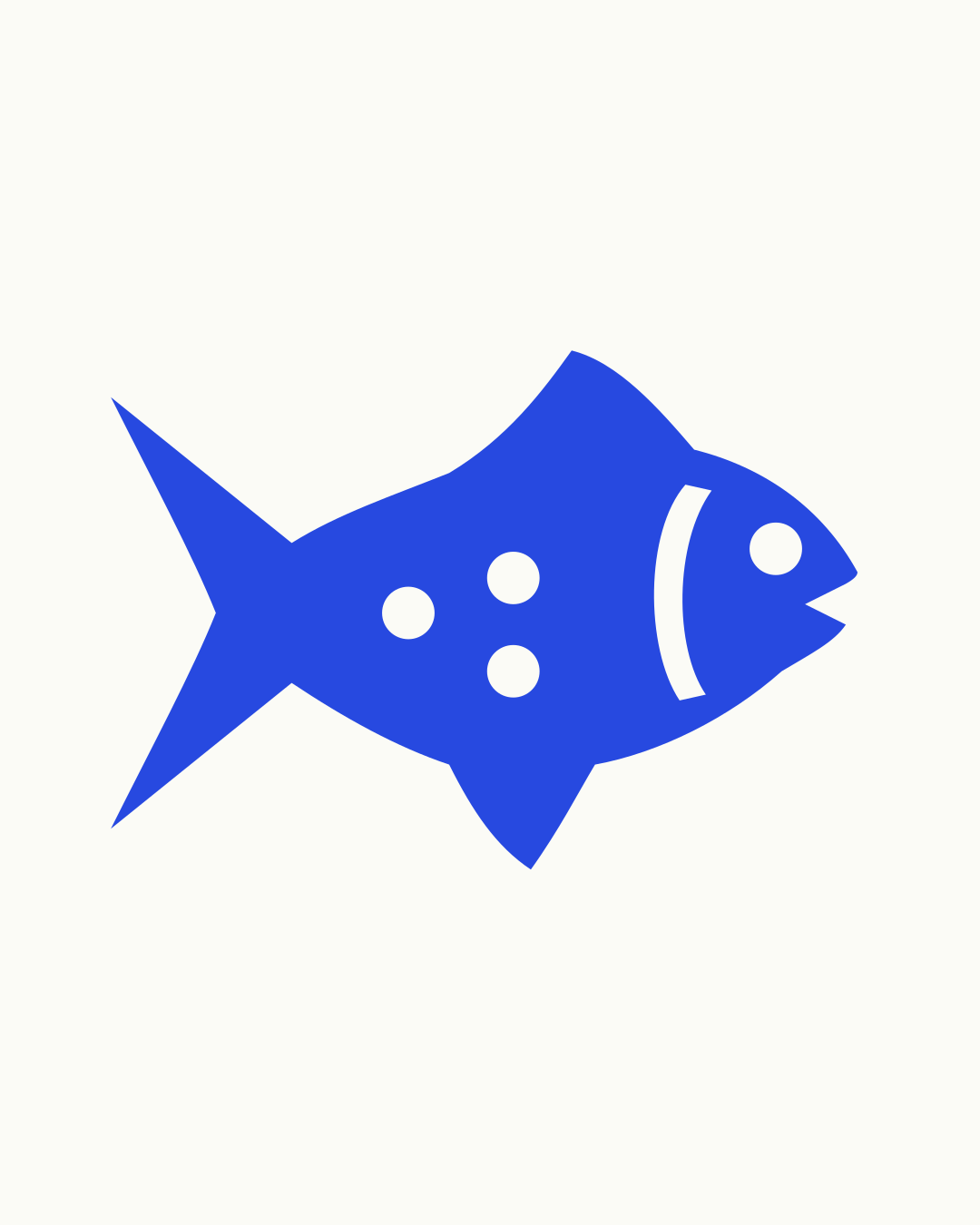 Fisch-Vorlage zum Ausdrucken – Fisch im Seitenprofil mit Rückenflosse, Bauchflosse, gegabelter Schwanzflosse und Kiemenbogen, wählbare Zentimetergröße für Aquarium-Bild und Fensterbild