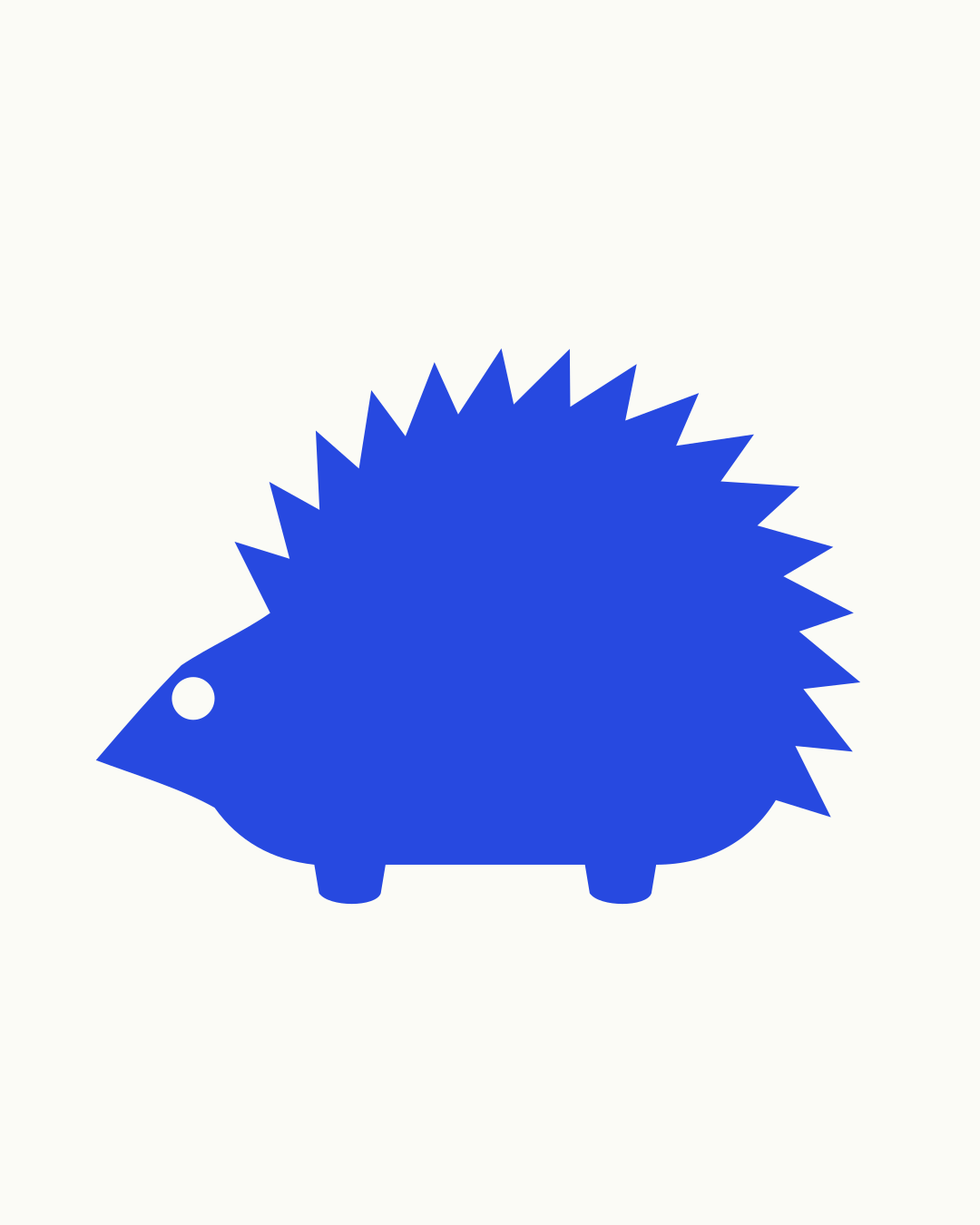 Igel-Vorlage zum Ausdrucken – Herbstmotiv im Seitenprofil mit 16 stumpfwinkligen Stacheln zum sauberen Ausschneiden, wählbare Zentimetergröße