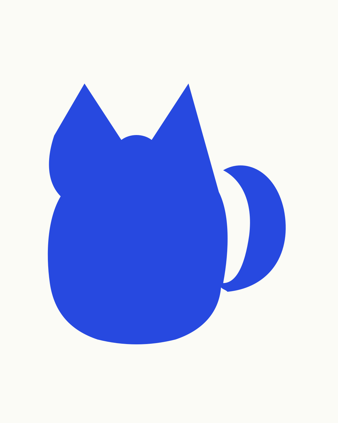 Katzen-Vorlage zum Ausmalen und Nachzeichnen – sitzende Katze mit Spitzohren und eingerolltem Schwanz sowie Katzenkopf mit mandelförmigen Augen, wählbare Motiv-Vorlage mit Zentimeter-Größenangabe