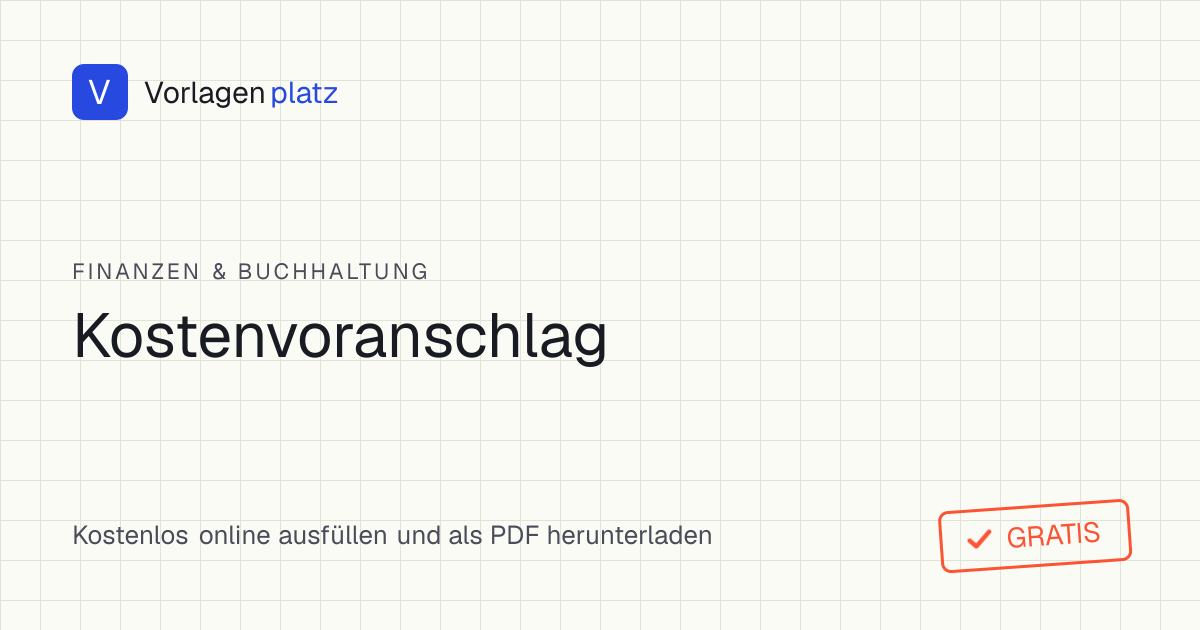 Ausgefüllte Kostenvoranschlag-Vorlage eines Handwerkers mit Positionsliste und Netto-Summe
