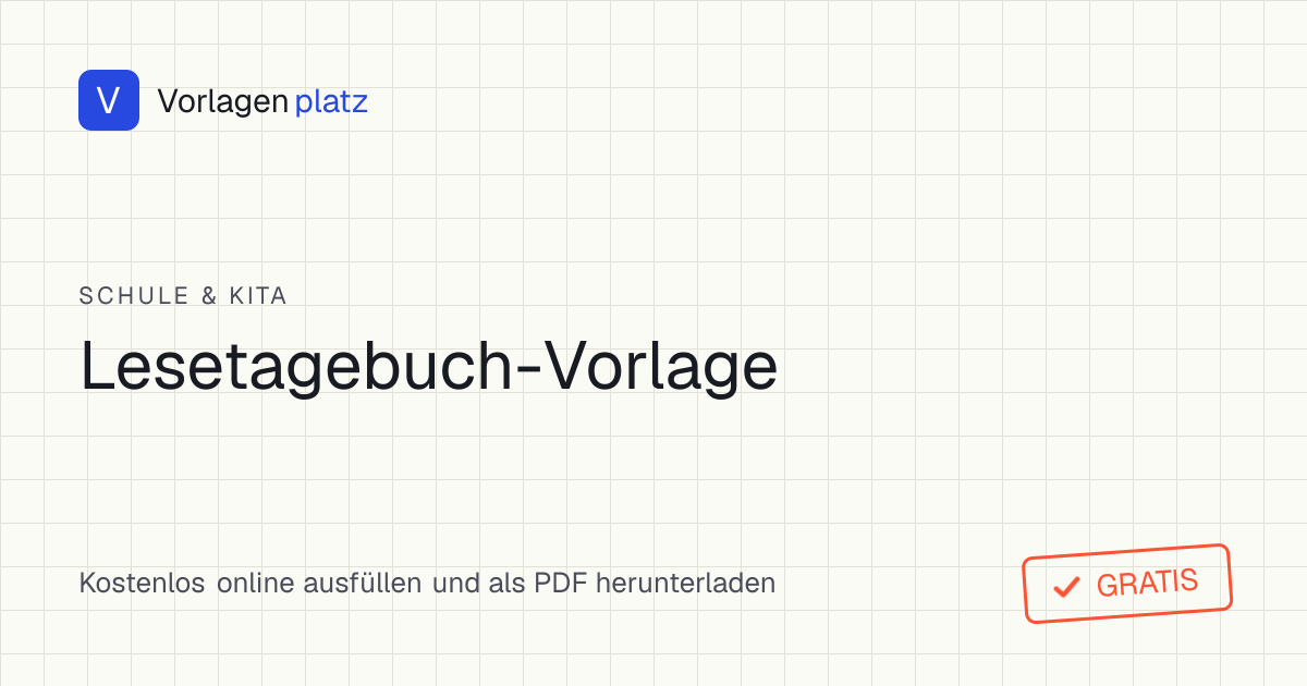 Kostenlose Lesetagebuch-Vorlage zum Ausdrucken als PDF mit Spalten für Datum, Buch und Titel, gelesene Seiten und Lieblingsstelle