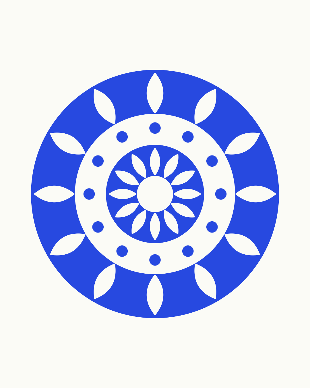 Mandala Vorlage zum Ausdrucken und Ausmalen – symmetrisches 12-teiliges Mandala mit Blütenkern und Zentimeter-Größenangabe