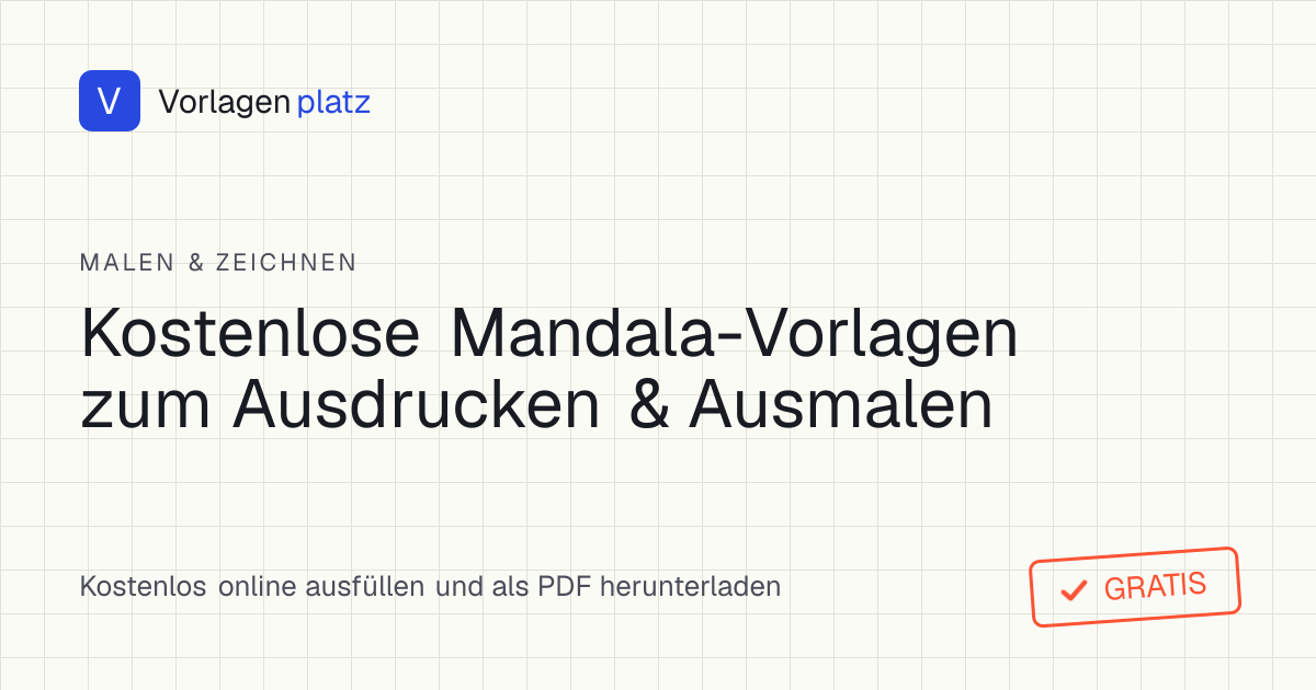 Mandala Vorlage zum Ausdrucken und Ausmalen – symmetrisches 12-teiliges Mandala mit Blütenkern und Zentimeter-Größenangabe