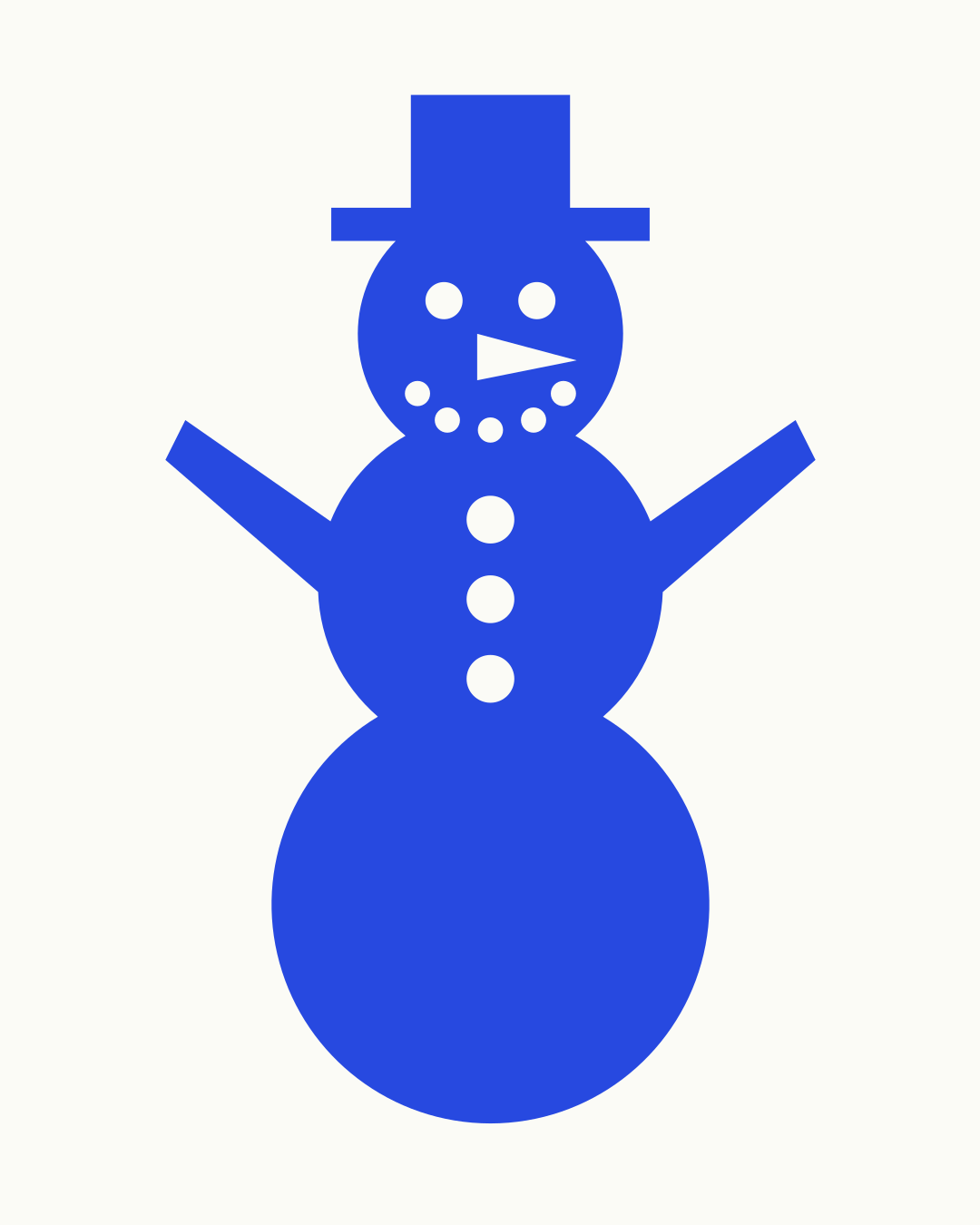 Schneemann Vorlage zum Ausdrucken und Ausschneiden – Schneemann-Schablone aus drei Schneekugeln mit Zylinderhut, Kohleaugen, Karottennase, Lächeln, drei Knöpfen und Astarmen samt Zentimeter-Größenangabe
