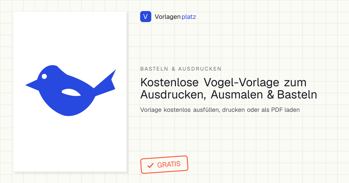 Vogel Vorlage zum Ausdrucken – einfache Vogel-Silhouette im Profil mit spitzem Schnabel, Auge, Flügellinie und gegabeltem Schwanz als Schablone mit Zentimeter-Größenangabe