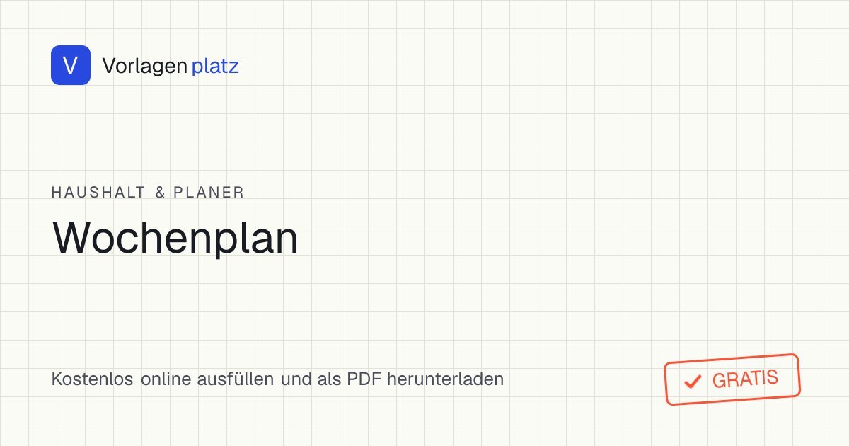 Kostenlose Wochenplan-Vorlage zum Ausdrucken mit sieben Wochentagen und Tageszeiten für die Familienorganisation